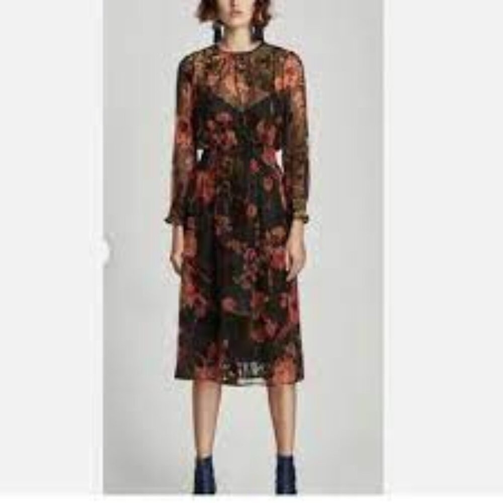 Zara Burnout Midi Dress